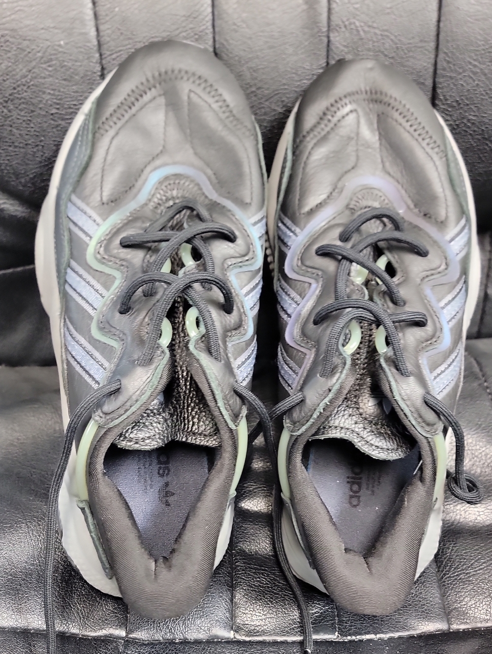 adidas Kids Black and Light Green Sneakers